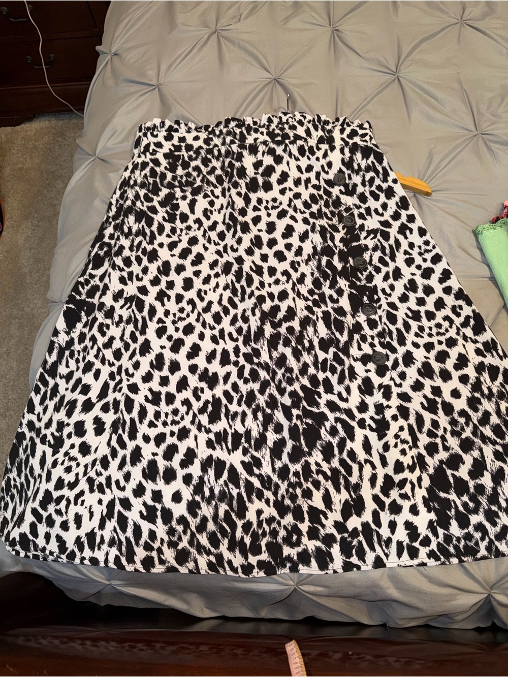 Leopard Print Midi Skirt in Black & White - Picture 2 of 6